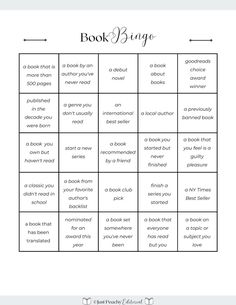 a printable book bingo game with the words, books to read and other things