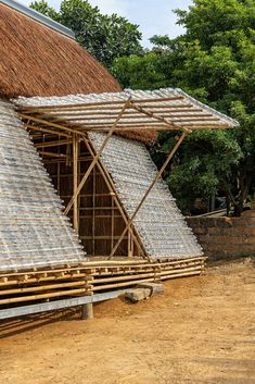 the roof is made of wood and bamboo