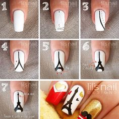 Eiffel Tower Nails, Paris Nail Art, Paris Nails, French Nail Art, French Nail, Best Nail Art Designs, Super Nails, Simple Nail