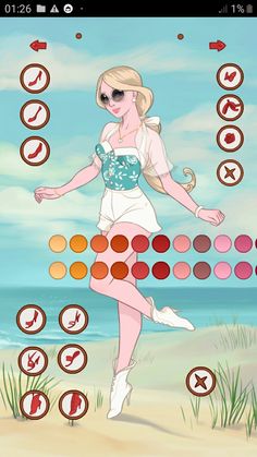 a cartoon girl is standing on the beach