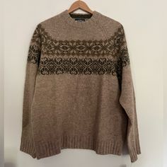 Size Xl Wool Sweater Men, Sweaters Crewneck, Wool Sweater, Wool Sweaters, Tan Brown, Men Sweater, Man Shop, Crew Neck, Wool