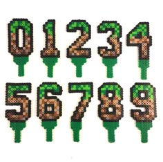 the numbers are made out of pixelated video games