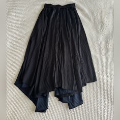 Anthropologie Black Midi Skirt Spring Black Pleated Skirt Bottoms, Long Skirt With Elastic Waistband For Night Out, Elastic Long Skirt For Night Out, Black Relaxed Midi Skirt, Relaxed Black Midi Skirt, Black Skirt With Elastic Waistband For Evening, Black Pleated Skirt For Night Out, Edgy Black Asymmetrical Skirt, Black Lined Relaxed Skirt Bottoms