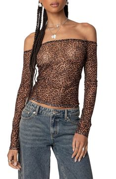 Make a fierce fashion statement in this leopard-spotted top cut from sheer stretch mesh that hugs every curve. Off-the-shoulder neck Long sleeves Sheer 95% polyester, 5% spandex Machine wash, dry flat Imported Cold Weather Shoes, Lil Mama, Fierce Fashion, Sheer Mesh Top, Off Shoulder Top, Off The Shoulder Top, Off Shoulder Tops, Fashion Help, Fashion Essentials