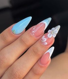 3d Acrylic Flowers, Fluorescent Nails, Emerald Nails, Punk Nails, Ombre Acrylic Nails, Glamour Nails, Nails Now, Nails Design With Rhinestones