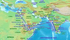 a map of the middle east showing routes from asia to africa, and where they are located