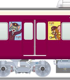 a train car with cartoon characters on the side