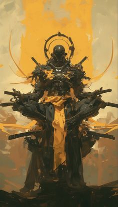 Futuristic Combat Armor, Futuristic Samurai, Warrior Paint, Samurai Artwork, Scene Drawing, Urban Ninja, Warhammer 40k Art, Cyberpunk Character, Gundam Art