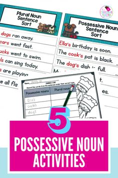 the five possible activities for children to do with their teacher's name and number