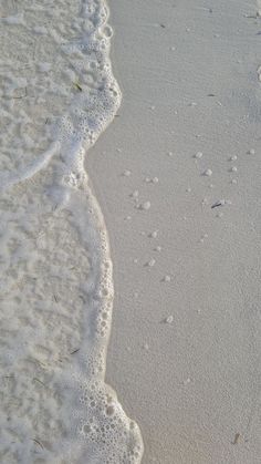 footprints in the sand and water at the beach