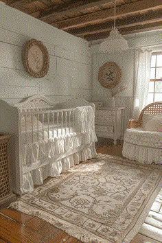 40 Rustic Neutral Nursery Designs to Inspire You Vintage Girl Nursery Ideas, Vintage Baby Room, Rustic Girl Nursery, Organization Nursery, Neutral Nursery Ideas, Bloxburg Interior, Cottage Nursery, Nursery Vintage