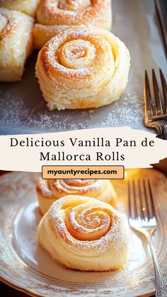 delicious vanilla pan de mallorca rolls on a plate