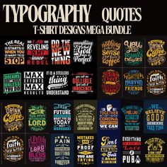 typography quotes t - shirt designs mega bundle for printing and design projects