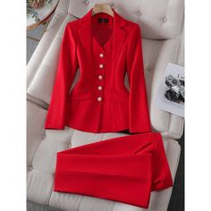 CAROLINE SUITS Women's Elegant Stylish Fashion Office Blazer Jacket & – Divine Inspiration Styles Suit Trousers Women, Womens Blazer Coat, Black And White Suit, Female Office, Casual Professional, Ladies Blazer, Fashion Office, Work Suits, Red Suit