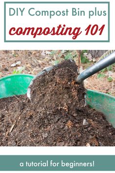 composting 101 with text overlay that reads diy compost bin plus composting 101