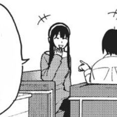 an anime scene with two people sitting at a table and one is talking on the phone