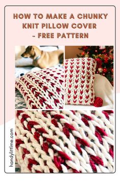 a knitted blanket with the words how to make a chunky knit pillow cover