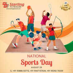 an advertisement for national sports day with men playing tennis and holding rackets in their hands