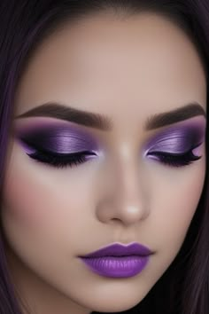 Purple Bride Makeup, Smokey Purple Eye Makeup, Purple Makeup Ideas, Purple Wedding Makeup, Purple Lips Makeup, Easy Smokey Eye, Purple Smokey Eye Makeup, Purple Eyeshadow Looks, Purple Makeup Looks