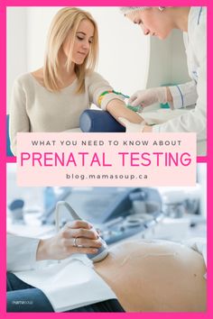 a woman getting her vaccium examined by a doctor in the background with text overlay that reads, what you need to know about prenatal testing