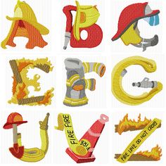 the alphabet is made up of different types of letters and numbers, including fireman's hats