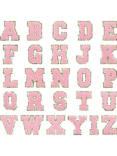 the letters and numbers are made out of pink glitters on a white background,