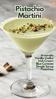 a green drink with pistachio martini in it