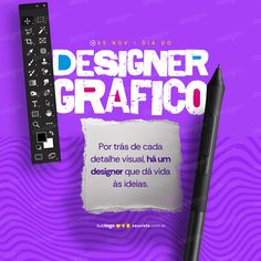 an image of a purple background with the words designer graffico written in spanish