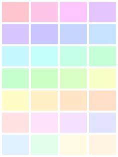 an image of pastel colors that are different in size and color, all on one side