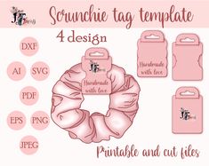 the scrunchii tag template is shown in pink