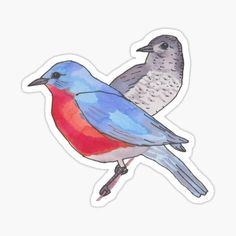 two birds sitting on top of each other next to each other sticker and decal