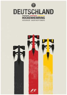 the poster shows three racing cars in different colors