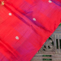 Red & Purple Pure Raw Silk Banarasi Fabric - Khinkhwab Banarasi Fabric, Bridal Anklet, Banarasi Suit, Blouse Indian, New Saree Designs, Silk Sarees With Price, Raw Silk Fabric, Indian Kurta, Beautiful Fabrics