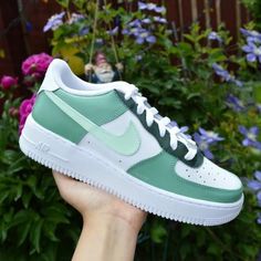 Green Monochrome, Air Force Shoes, Custom Af1, Shoes Sneakers Nike