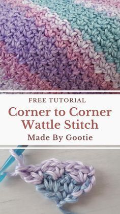 the corner to corner crochet stitch is shown with text overlay that reads, free