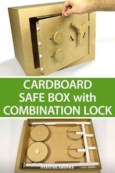 cardboard safe box with combination lock and instructions to make it look like an old time clock