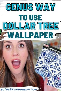 Dollar Tree Wallpaper Ideas Dollar Tree Wallpaper, Wallpaper Dollar, Dollar Store Diy Decorations, Small Bathroom Diy, Wallpaper Crafts, Bathroom Wall Decor Art