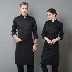 All Black Server Uniform, Fine Dining Server Uniform, Chefs Uniform Design, Modern Chef Uniform, Sous Chef Uniform, Black Chef Uniform, Uniform Restaurant Design, Server Uniform Ideas, Catering Uniform Ideas