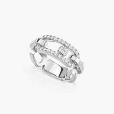 Classic high-end light luxury pure silver s925 messik-home MOVE LINK series diamond fashionable Modern Diamond Ring, Luxury Diamond Rings, Three Diamond Ring, Modern Diamond Rings, Rock Look, Diamond Rings With Price, Link Ring, High Jewelry Ring, Diamond Fashion Rings