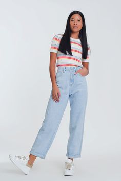 Subcategory: Jeans. Leg: Straight. Style: Casual. runs true to size. S. 100% Cotton Minimalist Winter Wardrobe, High Waist Mom Jeans, Jean Mom, Perfect Denim, Minimalist Dresses, High Waisted Mom Jeans, Jeans Mom, Comfy Fashion, Light Blue Denim