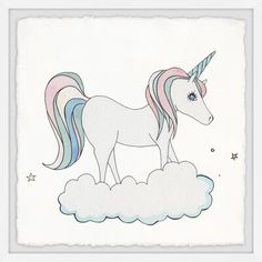 a drawing of a unicorn standing on top of a cloud