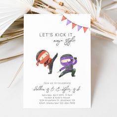 Joint Ninja Birthday Party Invitation. You can use one name or two names.
Ready to be personalized by you! Ninja Kidz Tv Birthday Party Ideas, Ninja Warrior Birthday Party, Ninja Birthday Party Ideas, Ninja Party Invitations, Ninja Themed Birthday Party, Ninja Birthday Party Invitations, Karate Birthday Party, Ninja Birthday Invitations, Ninja Birthday Party