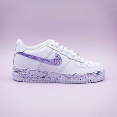 (eBay) Original Factory Air Force 1 Box. Pick any color you want from our 130 different color options. -Easy to clean. -Arch Support. Light Purple Shoes, White Shoes Men, Air Force 1 Custom, Flat Shoe, Purple Shoes, Grade School, Stitching Leather, White Shoes, Air Force 1