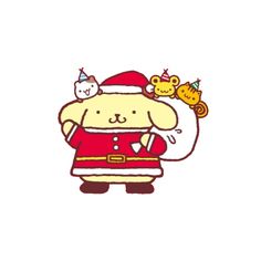 a cartoon character wearing a santa hat and holding a stuffed animal in his arms,