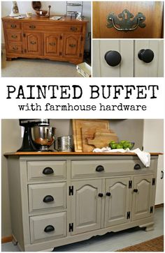 painted buffet with farmhouse hardware is an easy diy project