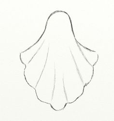 a drawing of a shell on a white paper