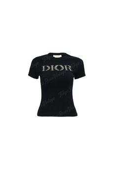 Christian Dior Shirt Women, Dior Tee Shirt, Dior T Shirt Woman, Dior Shirt Women, Clothes White Background, Rhinestone T Shirt, Dior Clothes, Graphic Tees Design, Chanel T Shirt