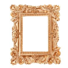 an ornate gold frame on a white background