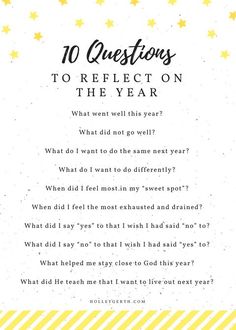 the ten questions to reflect on the year that i was born, written in yellow and white