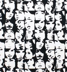 an image of many faces in black and white